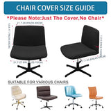 Vanity Chair Cover Criss Cross Chair Cover Waterproof and Elastic Armless Chair Slipcover Armless Chair Covers Office Chair Covers (Black,Just The Cover,No Chair)