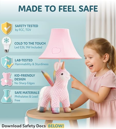 Unicorn Toddler Backpack and Table Lamp for Kids Bedroom - Gift for All Ages