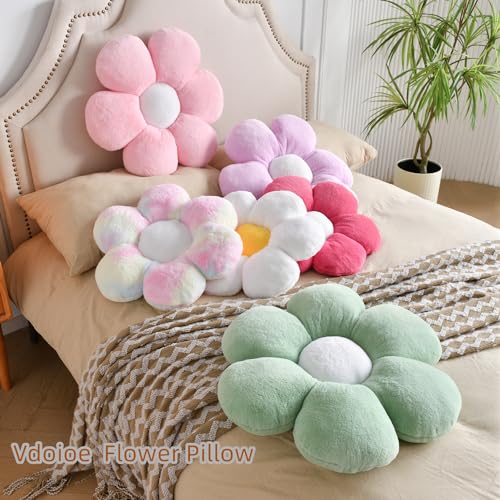 Pink Flower Pillow，Flower Shaped Throw Pillow 15.7In Daisy Pillow Cushion Cute Flower Seating Cushion Home Decorative Pillows for Sofa Couch Bed