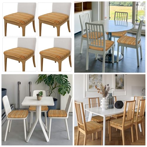 4PCS Dining Chair Covers for Dining Room Bamboo Board Texture Chair Seat Cover Stretch Parsons Chair Slipcover Removable Washable Seat Cushion Slipcovers Cover for Kitchen Office