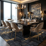 Fixwal Washable 6x9 Area Rug for Living Room, Non-Slip, Black/Gold