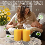 12 Pack Beeswax Candles,384 Hours Total Burn Time-2x3in,100% Pure Beeswax Pillar Candles,Unscented Bees Wax Candles for Home,Prayer,Emergency,Dripless Smokeless Pillar Candles Bluk