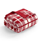 Snuggle Sac Red Checkered Throw Blanket for Couch, Super Soft Cozy Warm Christmas Red Blankets, Reversible Buffalo Plaid Microfiber Throws for Sofa Bed, Red Plaid, 50x60 Inches