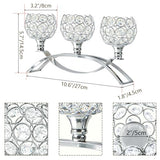 Crystal Tealight Candle Holder Centerpiece Home Decorative Candlestick Holder Elegant Table Centerpiece Home Decor Wedding Party Anniversary (Silver, 3 Arm)