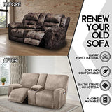 ULTICOR Reclining LoveSeat with Middle Console Slipcover, 8-Piece Velvet Stretch Loveseat Reclining Sofa Covers, 2 seat Love seat Recliner Cover, Thick, Soft, Washable, Love seat Slipcovers (Taupe)