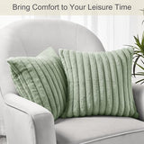 Volcanics Pack of 1 Double-Sided Faux Fur Sage Green Pillow Covers 18x18