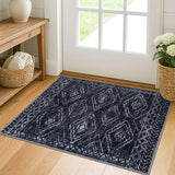 Entryway Rug 2x3 Washable Rug Door Mat Indoor, Blue-Black