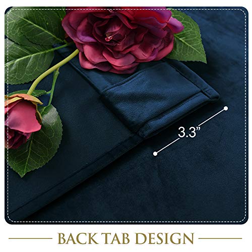 StangH Navy Blue Velvet Curtains 96 inches Long for Living Room, Luxury Blackout Sliding Door Curtains Thermal Insulated Window Drapes for Bedroom, W52 x L96 inches, 1 Panel