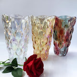 Heavy Flower Glass Vase Thickened 3.5lb 9.5inch Sparkle vase Bohemian Style, for Centerpieces,Kitchen,Office, Wedding,Perfect Home Decor Glass Vase (Purple Light)