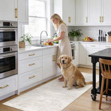 3x6 Washable Kitchen Runner Rug: Abstract Soft Neutral Carpet BeigeGray