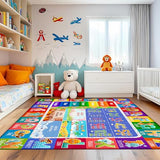 5x7 Kids Rug for Classroom & Playroom - ABC Alphabet Educational Area Rug with Animals Numbers & Colors - Non-Slip Carpet Playmat for Nursery Preschool Elementary