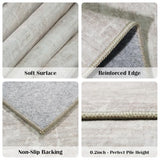 3x7 Washable Kitchen Runner Rug: Abstract Soft Neutral Carpet BeigeGray