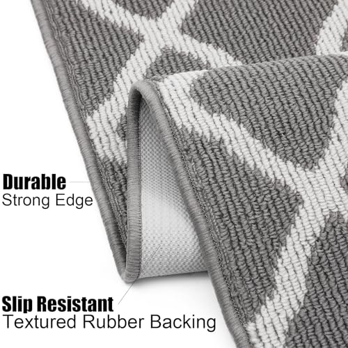 SHACOS Washable Runner Rug 2'x6' Non Slip Rubber Backing Hallway Entryway Rug Runner Stain Resistant Floor Carpet Runners for Kitchen Garage Laundry Room, Light Gray