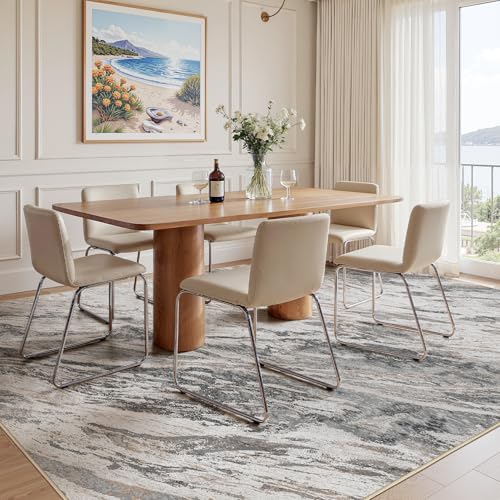 Area Rugs for Living Room: 9X12 Abstract Washable Rug Modern Neutral Large Soft Stain Resistant Non-Slip for Bedroom Dining Room Indoor Home Office Carpet - Taupe