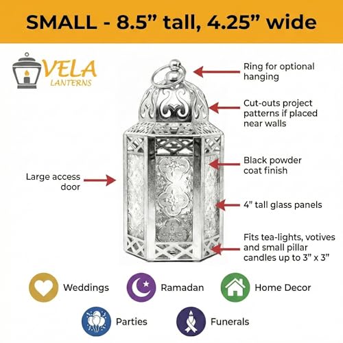 Vela Lanterns Decorative Indoor Moroccan Table Centerpiece, Cobalt, S