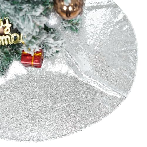 PartyDelight Silver Christmas Tree Skirt 36 inch Sequin Sparkly Base Cover for Merry Christmas Party Holiday Home Indoor Xmas Tree Decorations