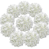 Silk Hydrangea Heads Artificial Flowers Heads with Stems for Home Wedding Decor,Pack of 10 (White)