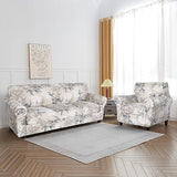 SearchI Stretch Sofa Cover Printed Couch Cover, Floral Pattern 3 Pieces Loveseat Slipcover with 2 Separate Cushion Cover, Washable Furniture Protector for Living Room(Loveseat, Flower Shadow)