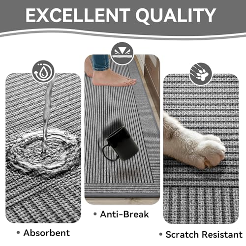 Kitchen Mats for Floor, Non Slip Kitchen Rugs, 17x30 Grey