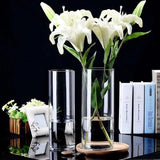 3 Pcs Acrylic Clear Cylinder Flower Vase for Plants Bouquet, Unbreakable Hurricane Tall Large Plastic Vases for Wedding Centerpieces, Hydroponic Decor Base Set of 3 (H 8" + H 10" + H 12" No Flowers)