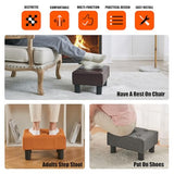BRIAN & DANY Small Foot Stool, Leather Foot Stools with Legs, Stable Small Footstool for Living Room, Brown