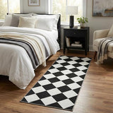 GarveeHome Checkered Hallway Runner Rug 2.6x8 Black and White Kitchen Rug