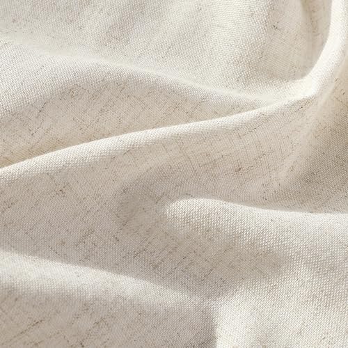 Aersas Linen Pinch Pleated Curtains 84 Inch Length 2 Panels Set for Living Room Cream Semi Sheer Window Curtain for Bedroom Boho Farmhouse Neutral Back Tab Drape Decor with Hooks, Natural Beige Ivory
