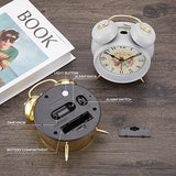 rjuwurv 4" Loud Alarm Twin Bell Alarm Clock, Night Light, Desk Clock Table Alarm Clock Bedroom Alarm Clock(Golden Rural)