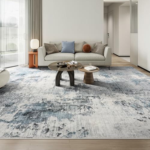 Washable 12x18 Area Rugs for Living Room: Abstract Modern Home Decor Rug