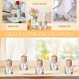 Roshtia 4 Set Reed Diffuser Bottle Empty Refillable Fragrance Glass Diffuser Bottles Set with Wooden Caps Sticks 50ml 1.7 oz Round Glass Jars for DIY Fragrance