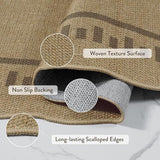 LIVEBOX Scalloped Washable 3x5 Outdoor Rug, Easy Jute Tan Rugs for Entryway Bedroom, Indoor Outdoor Non Slip Farmhouse Rugs for Patio Living Room, Geometric Carpet Front Door Mat for Porch Kitchen