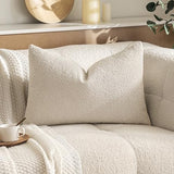 MIULEE Textured Boucle Lumbar Pillow Cover for Bed 16x24 Beige