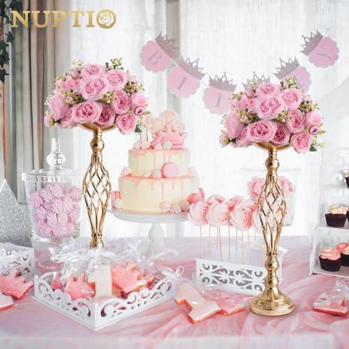 NUPTIO Gold Centerpiece Stand for Table, Twist Style, 20.5" Tall, 10 Pcs