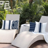 DFXSZ Outdoor Pillow Covers 18x18 Inch Set of 4 Navy Blue Waterproof Modern Geometry Throw Pillows Outdoor Summer Waterproof Decor for Patio Funiture Garden Polyester Cushion Covers 013N18