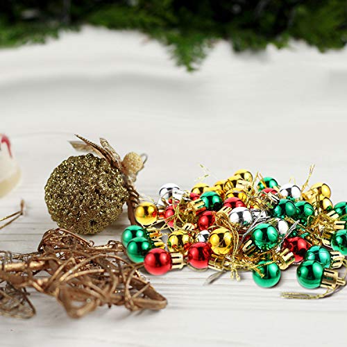 Boao 96 Pcs Christmas Mini Balls Ornaments Miniature Xmas Tree Ornaments Multicolour Shiny Small Hanging Decorations for Christmas Holiday Party Decor(0.79 Inch,Red, Gold, Silver, Green Balls)