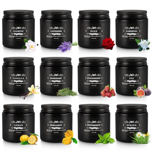 Howemon Scented Candle Set 12 Pack,Black, Candle for Home Scented, Odor Eliminating, Stress Relief, Long Lasting Soy Wax Gift Set