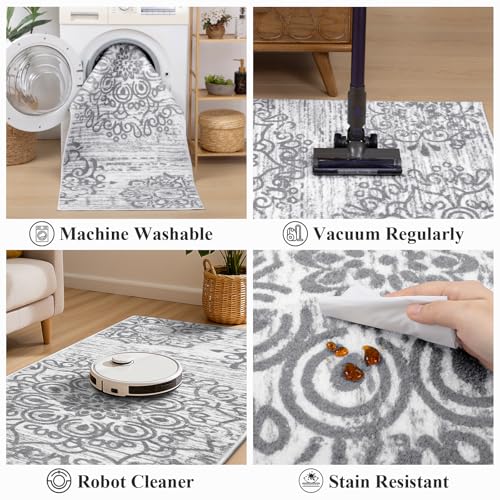 HEBE Hallway Runner Rug 2'8''x12', Washable Non Slip Kitchen Rug Runner