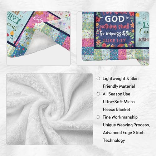 CUJUYO Christian Gifts for Women Blanket 60"x50" - Religious Catholic Baptism Confirmation Gifts for Girls - Birthday Inspirational Spiritual Present for Women - Bible Verse Flower Christian Blankets