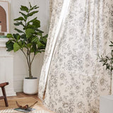 jinchan Floral Curtains for Living Room 84 Inch Length Farmhouse Printed Curtain Rod Pocket Back Tab Black Peony Flower Patterned Drapes Bedroom Window Curtains Set 2 Panels 25% Linen 75% Polyester