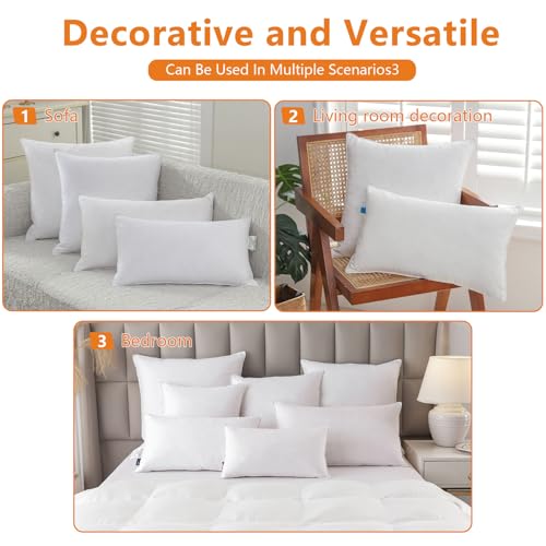 SleepMan Throw Pillow Inserts 14" x 24" (Pack of 1, White) Down Feather Pillow Stuffer Premium Decorative Pillows for Sofa Couch Bed