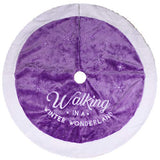 yuboo Purple Lavender Tree Skirt, 36" Faux Fur Christmas Tree Skirt with Embroidered Snowflakes for Purple Christmas Candy Violet Decorations Decor Ornament