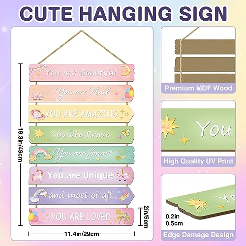 Unicorn Rainbow Room Decor for Girls - Inspirational Wall Art, Toddler Room Wood Sign, Nursery Decor
