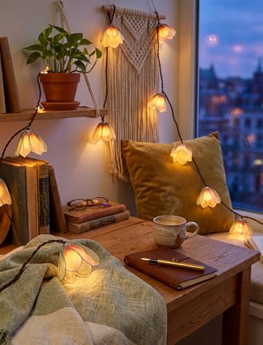 8.5FT Plug-in Flower Garland String Lights, 10-Bulb Fairy Lights | Plug-In LED Patio String Lights, Connectable Up to 24 Sets, IP44 Waterproof, for Indoor Outdoor Parties & Weddings