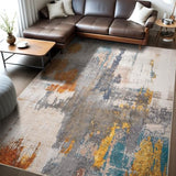 Washable Area Rug 6x9, Non-Slip Low Pile Abstract Multicolor