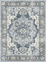 Washable Hallway 3x9 Runner Rug: Non-Slip Boho Kitchen Rugs Entryway Rug Runners Vintage Soft Low Pile Carpet Stain Resistant Floor Mat for Bedroom Bathroom Laundry Room (Dusty Blue, 3x9)
