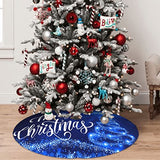 Christmas Tree Skirt Merry Christmas Blue Snow Tree 36 Inch for Xmas New Year Nightmare Before Christmas Decorations Lobby Home