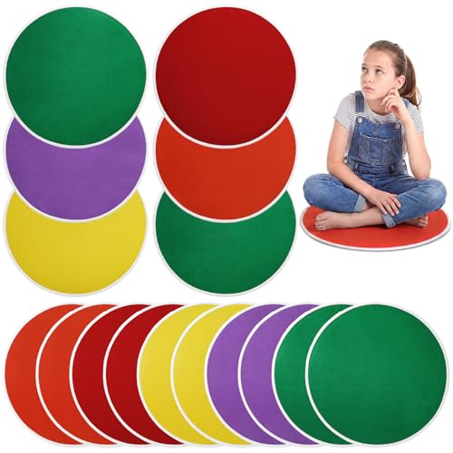 20 Pcs Carpet Circle Seats 16 Inch Round Classroom Non Slip Floor Rug, Colorful Back to School Soft Classroom Mat for Home Story Time, Group Activity & Educational Learning Playing Areas
