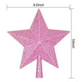 10 Inch Christmas Tree Topper, Pink Star Tree Topper Glittered Christmas Tree Decorations for Indoor Home Décor (Pink)