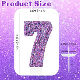 Deep Purple Glitter Birthday Candles for Girls - Number 7 Candle Cake Topper for Kpop Themed Birthday Party Decorations