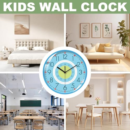 Aesthetic Wall Clock - Silent Kitchen Wall Clocks, Living Room Clock with Battery Operated Mechanism, Analog Clocks with Non Ticking Movement, Home Item Round Timepiece, Room Timepiece for Bedroom